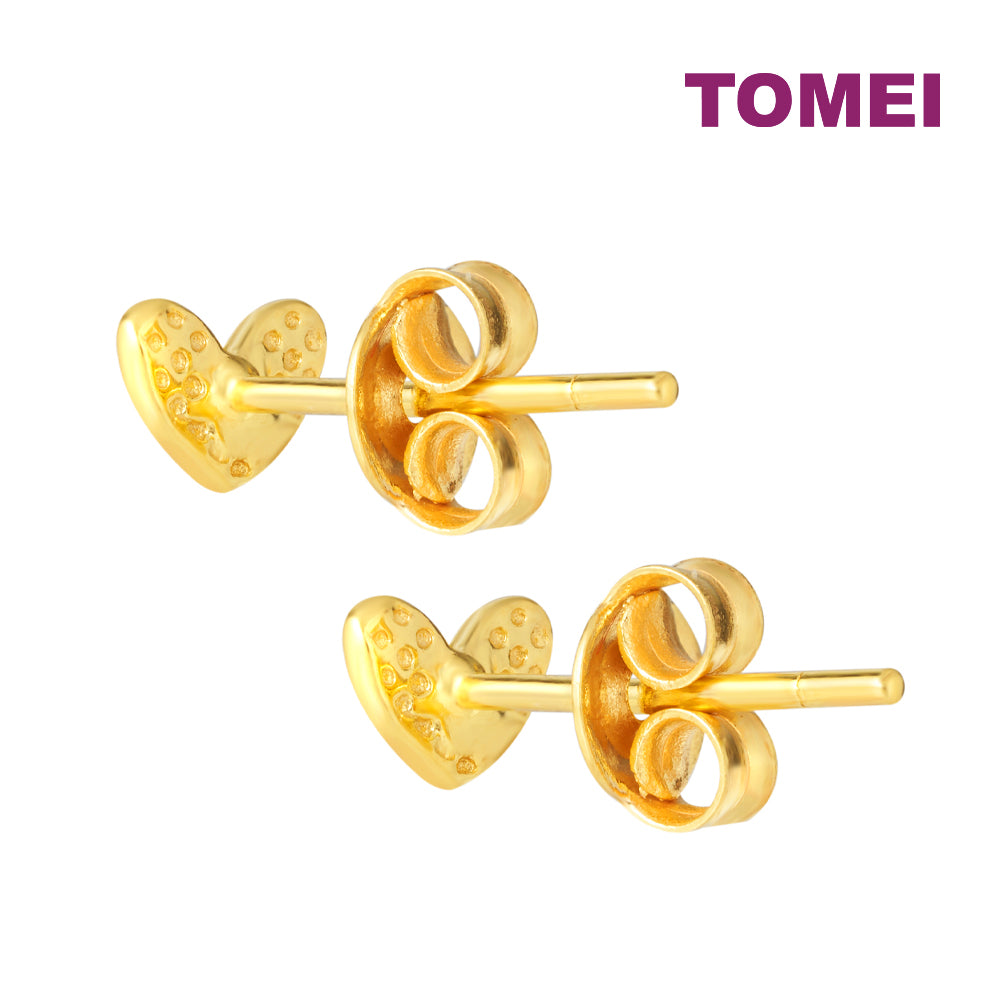 TOMEI Tiny Love Earrings, Yellow Gold 916