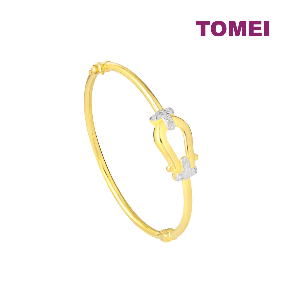 TOMEI Dual-Tone Buckle Bangle, Yellow Gold 916