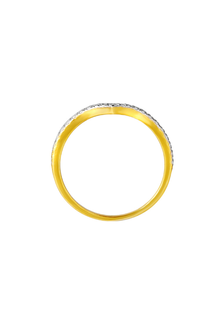 TOMEI Diamond Cut Collection Princess Crown Stackable Ring (2 Pcs), Yellow Gold 916