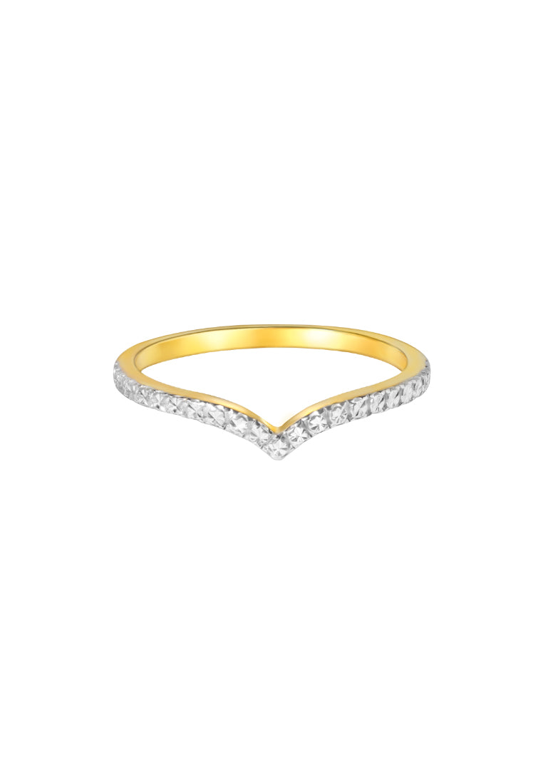 TOMEI Diamond Cut Collection Princess Crown Stackable Ring (2 Pcs), Yellow Gold 916