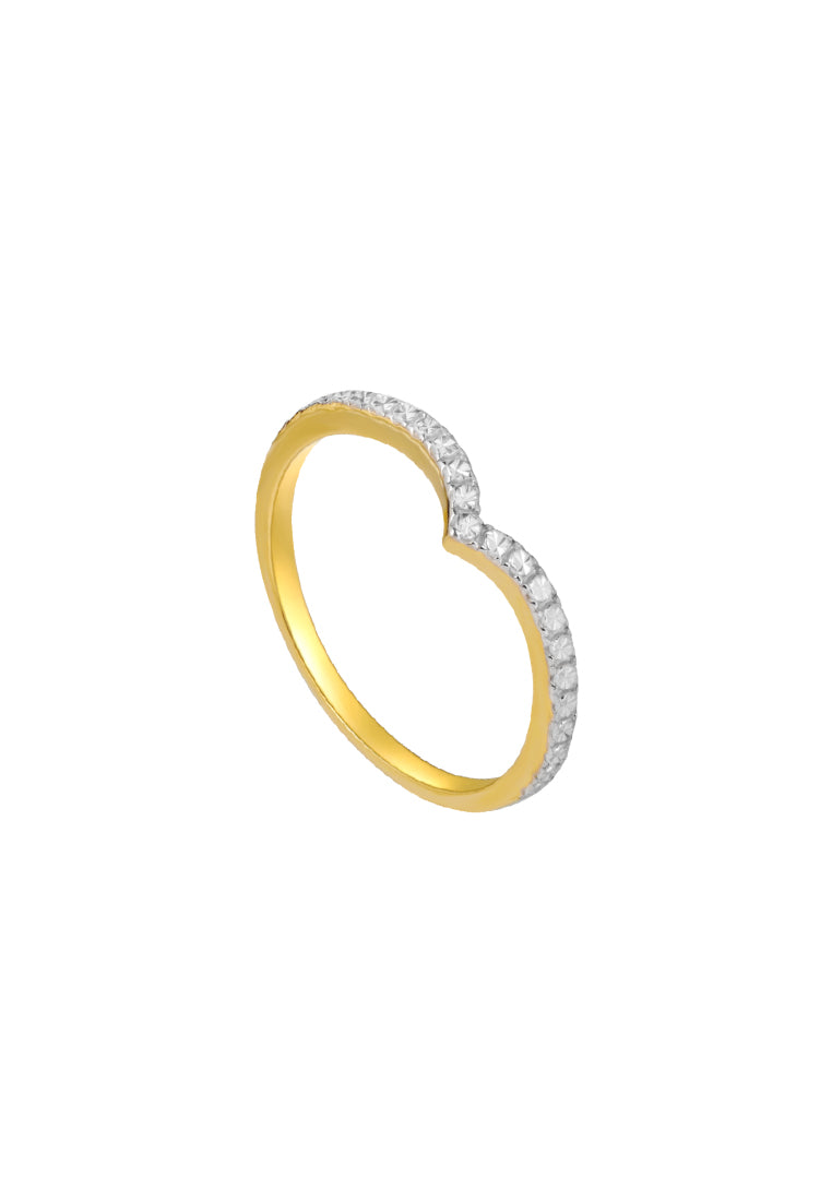 TOMEI Diamond Cut Collection Princess Crown Stackable Ring (2 Pcs), Yellow Gold 916
