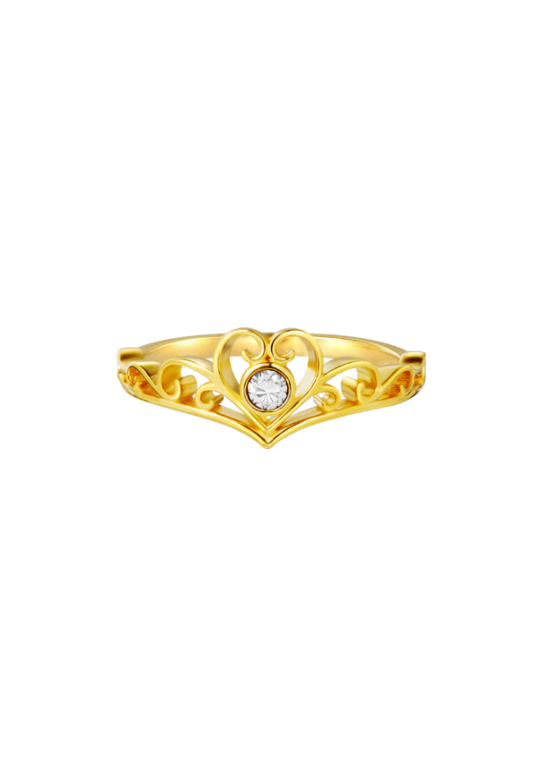 TOMEI Diamond Cut Collection Princess Crown Stackable Ring (2 Pcs), Yellow Gold 916