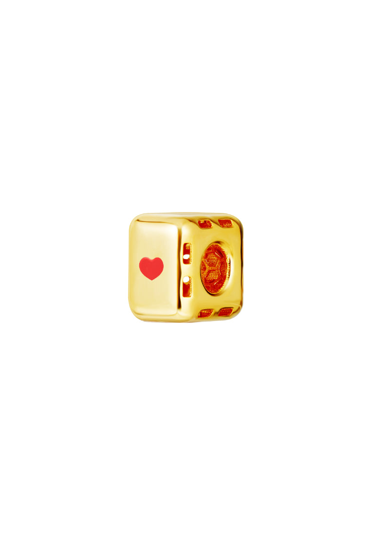 TOMEI Lusso Italia Red Heart In Cube Pendant, Yellow Gold 916