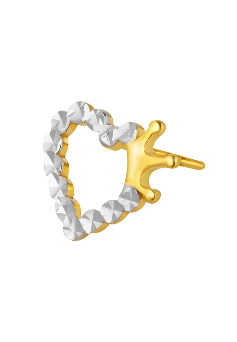 TOMEI Dual- Tone Lusso Italia Heart with Crown Earrings, Yellow Gold 916