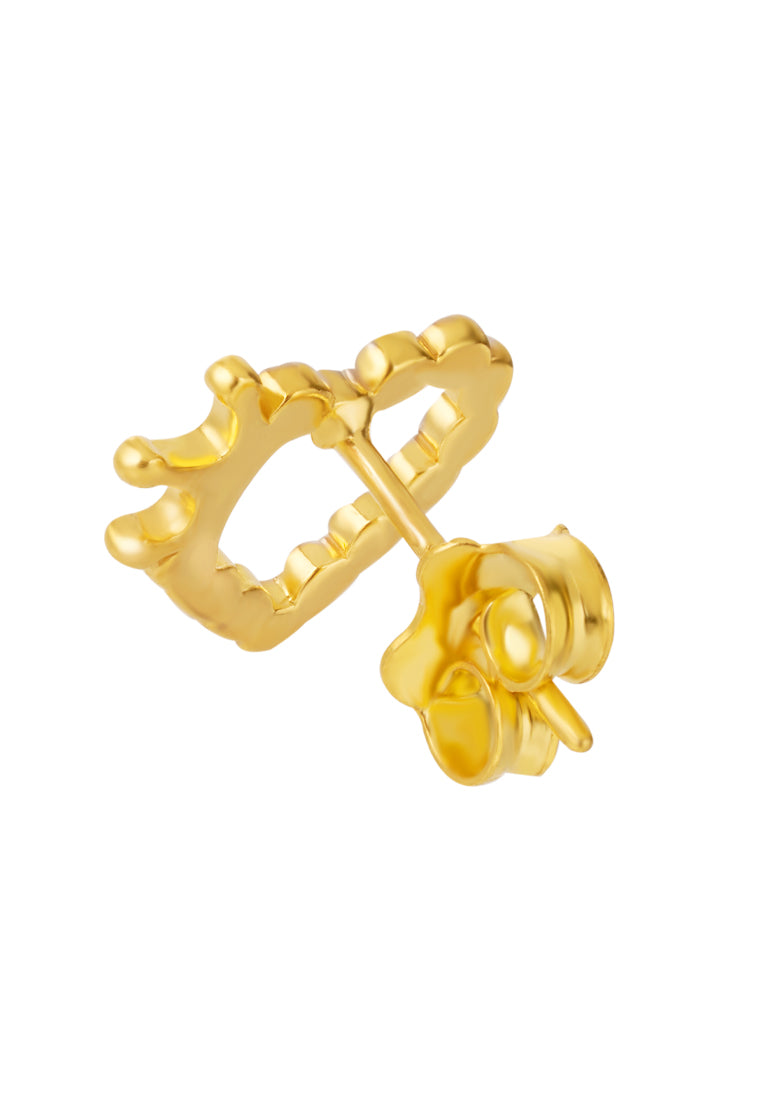 TOMEI Dual- Tone Lusso Italia Heart with Crown Earrings, Yellow Gold 916