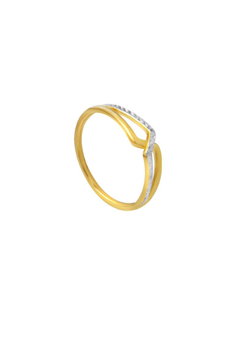 TOMEI Dual-Tone Criss Cross Ring, Yellow Gold 916