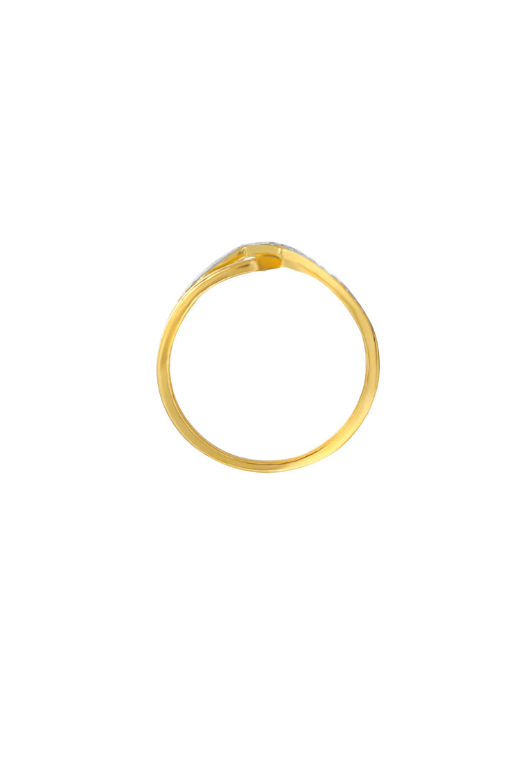 TOMEI Dual-Tone Criss Cross Ring, Yellow Gold 916
