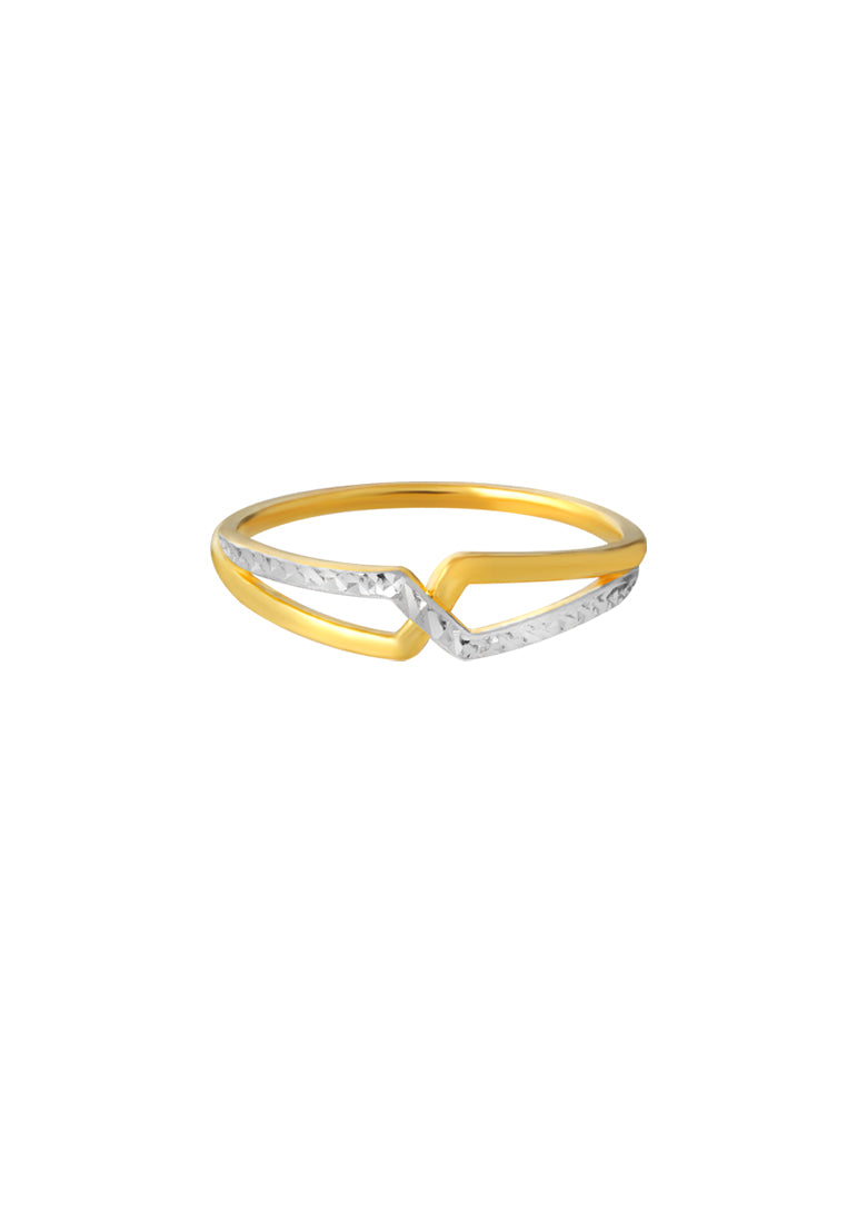 TOMEI Dual-Tone Criss Cross Ring, Yellow Gold 916