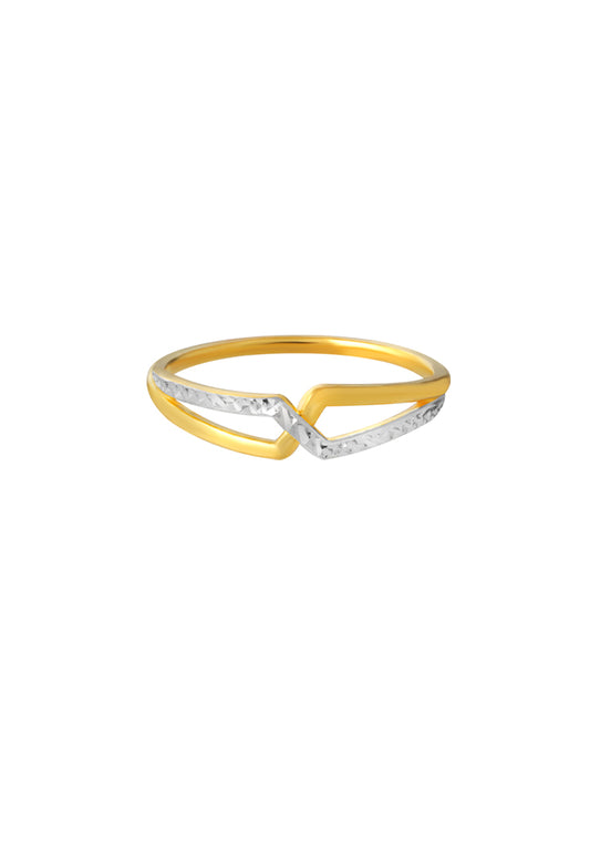 TOMEI Dual-Tone Criss Cross Ring, Yellow Gold 916