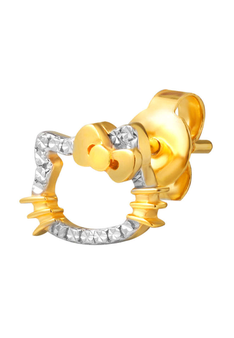 TOMEI X SANRIO Dual-Tone Hello Kitty Earrings, Yellow Gold 916