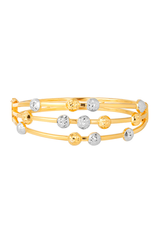TOMEI Three Rows Laser Balls Bangle, Yellow Gold 916