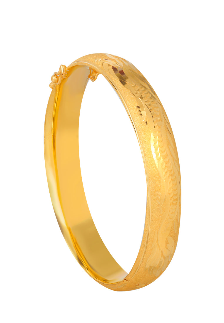 TOMEI Bangle Of Dragon & Phoenix, Yellow Gold 916