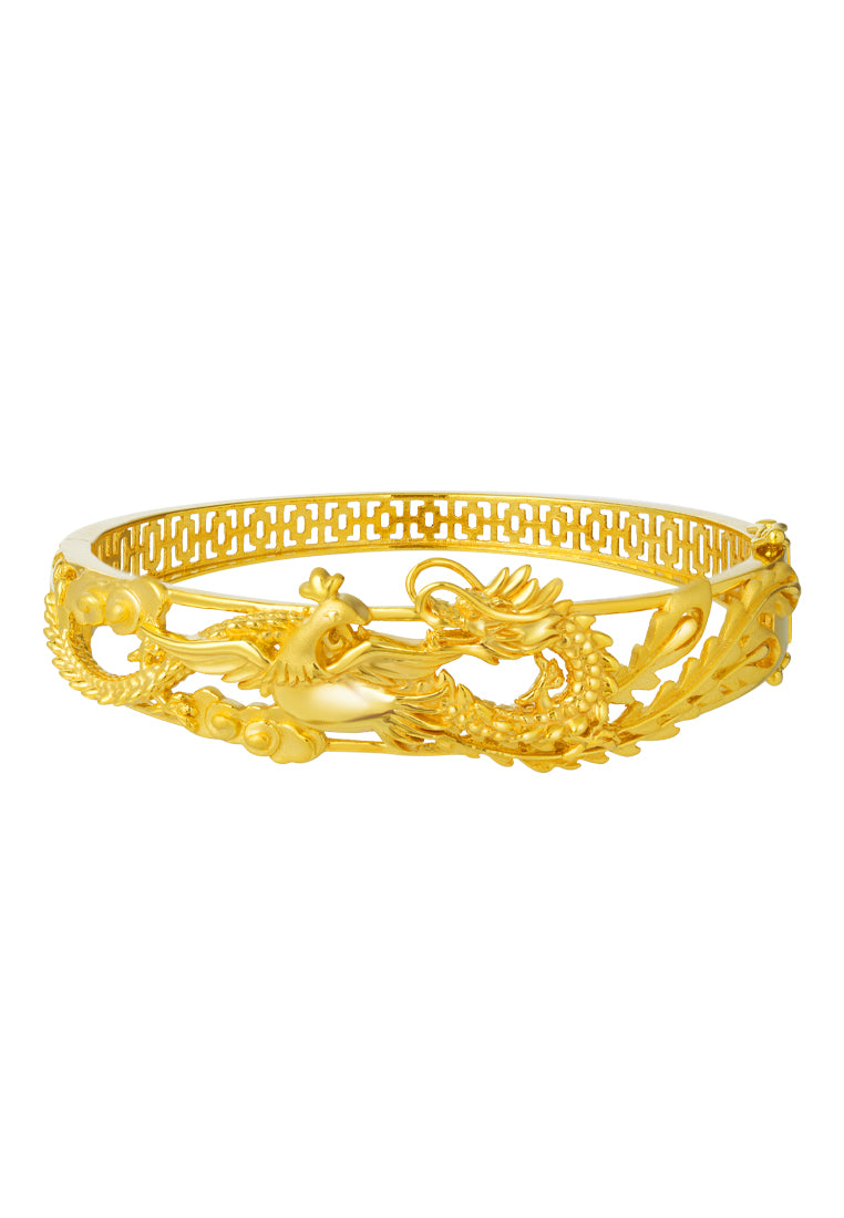 TOMEI Dragon & Phoenix Bangle, Yellow Gold 916