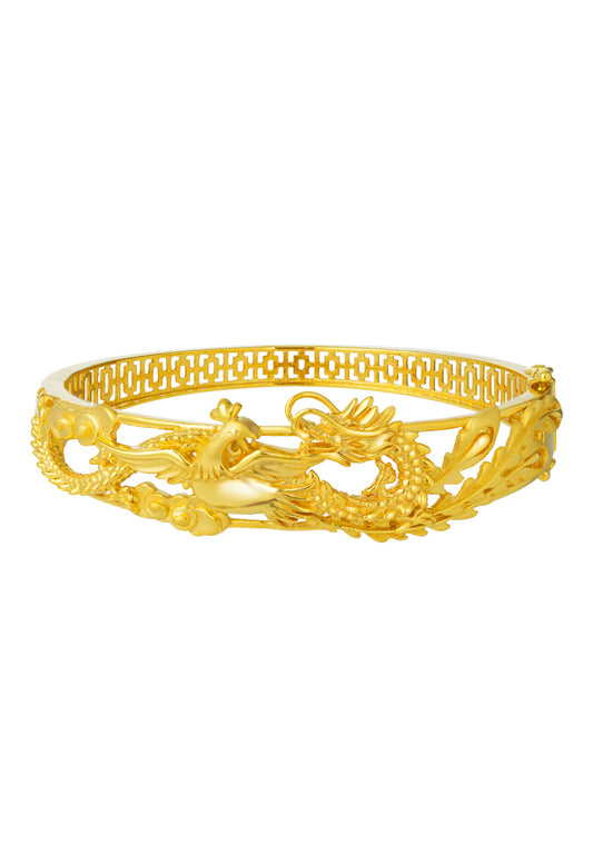 TOMEI Dragon & Phoenix Bangle, Yellow Gold 916