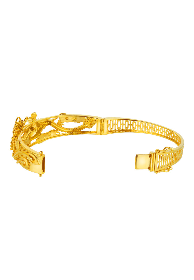 TOMEI Dragon & Phoenix Bangle, Yellow Gold 916