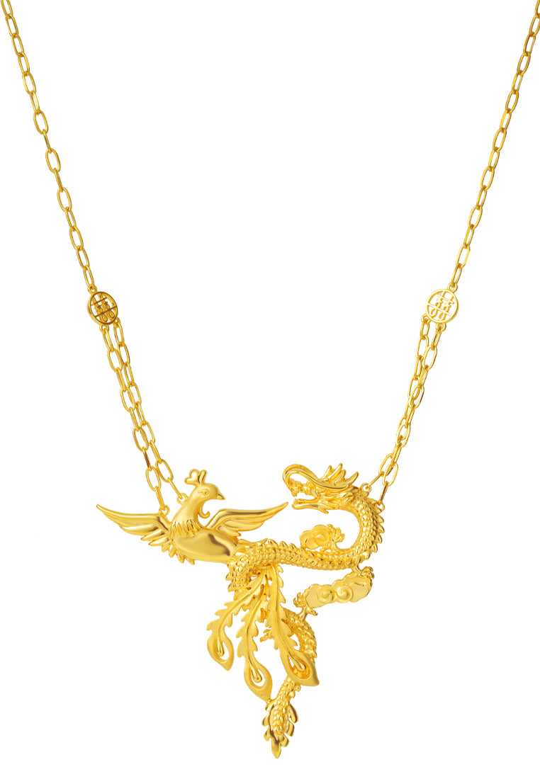 TOMEI Dragon & Phoenix Necklace, Yellow Gold 916
