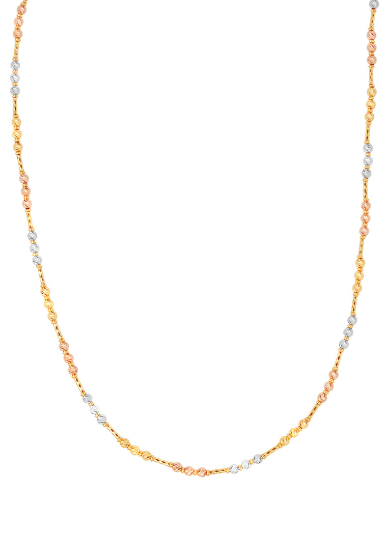 TOMEI Lusso Italia Tri-Tone Beads Necklace, Yellow Gold 916