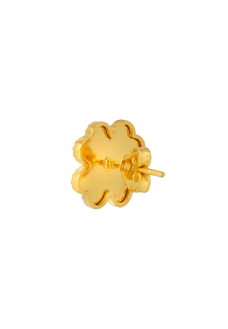 TOMEI Diamond Cut Collection Clover Earrings, Yellow Gold 916