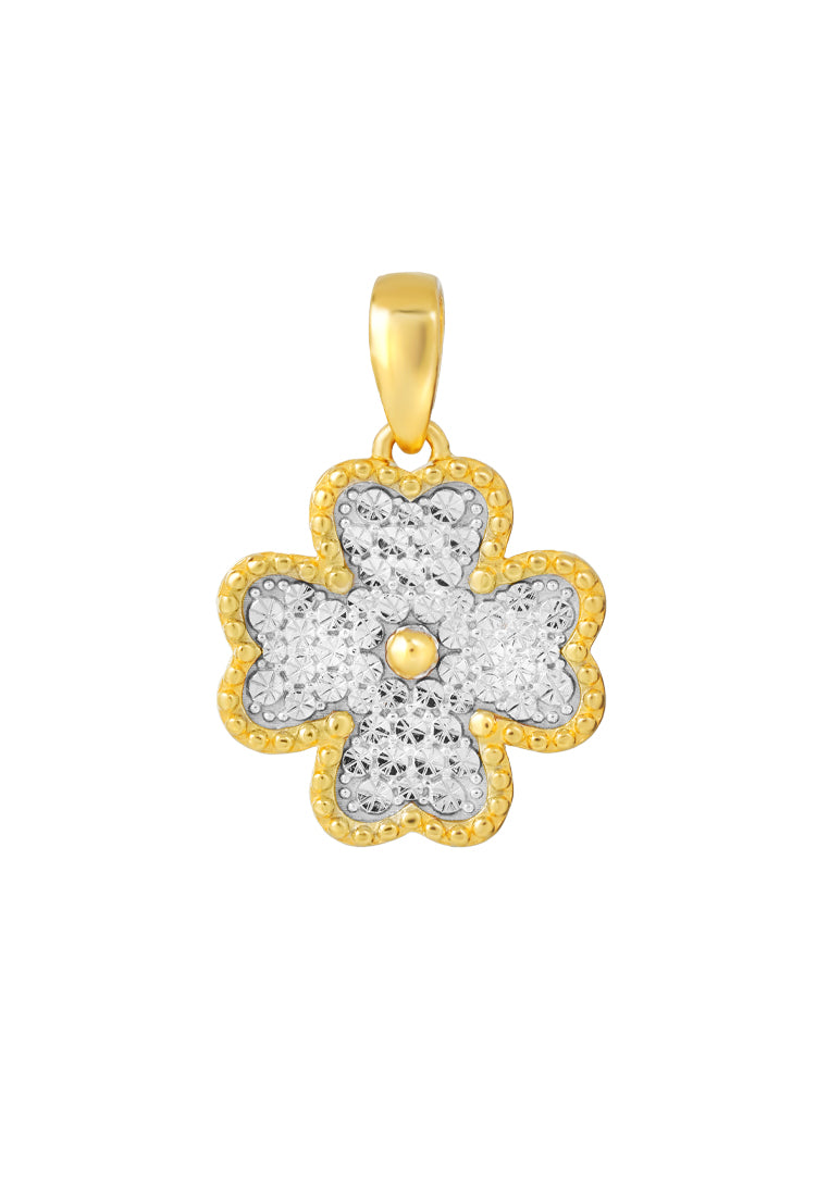 TOMEI Diamond Cut Collection Clover Pendant, Yellow Gold 916