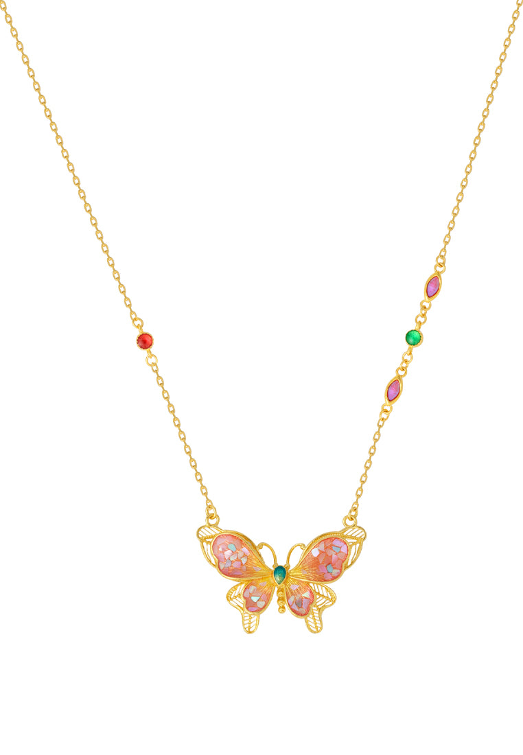 TOMEI Antique Gold Series Butterfly Necklace, Yellow Gold 999