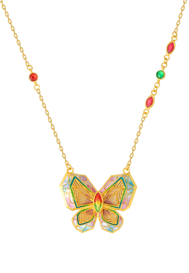 TOMEI Antique Gold Series Butterfly Necklace, Yellow Gold 999