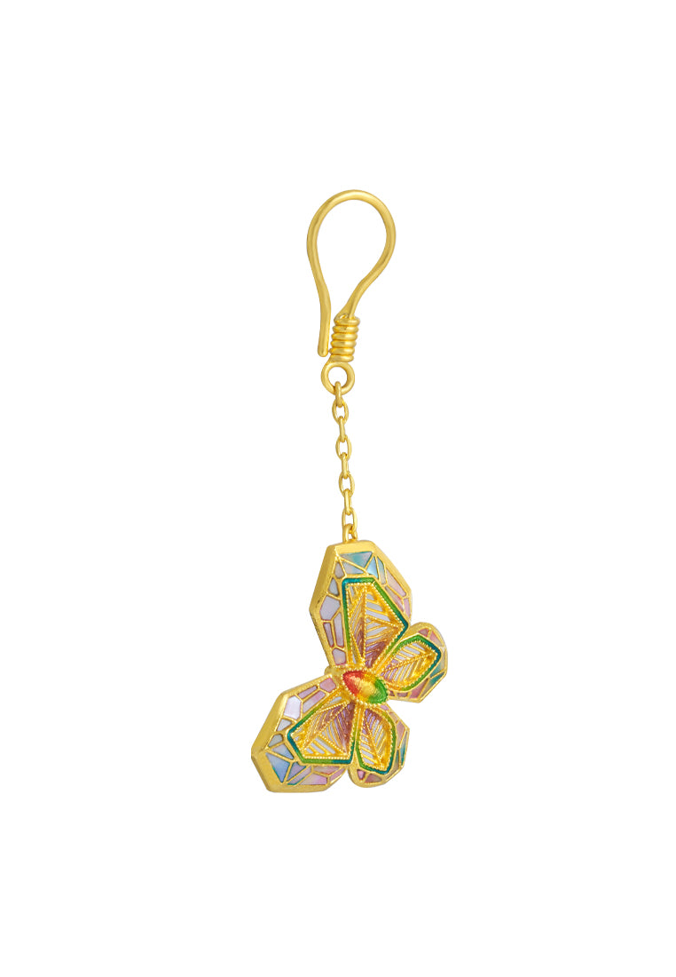 TOMEI Antique Gold Series Butterfly Earrings, Yellow Gold 999