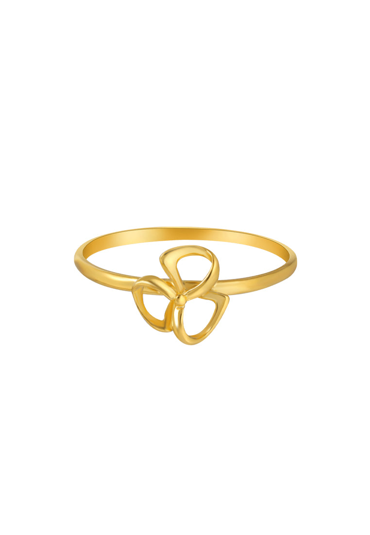 TOMEI Three-Leaves Flower Ring, Yellow Gold 916