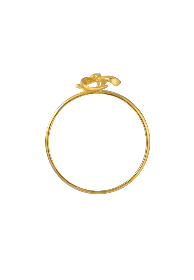 TOMEI Three-Leaves Flower Ring, Yellow Gold 916