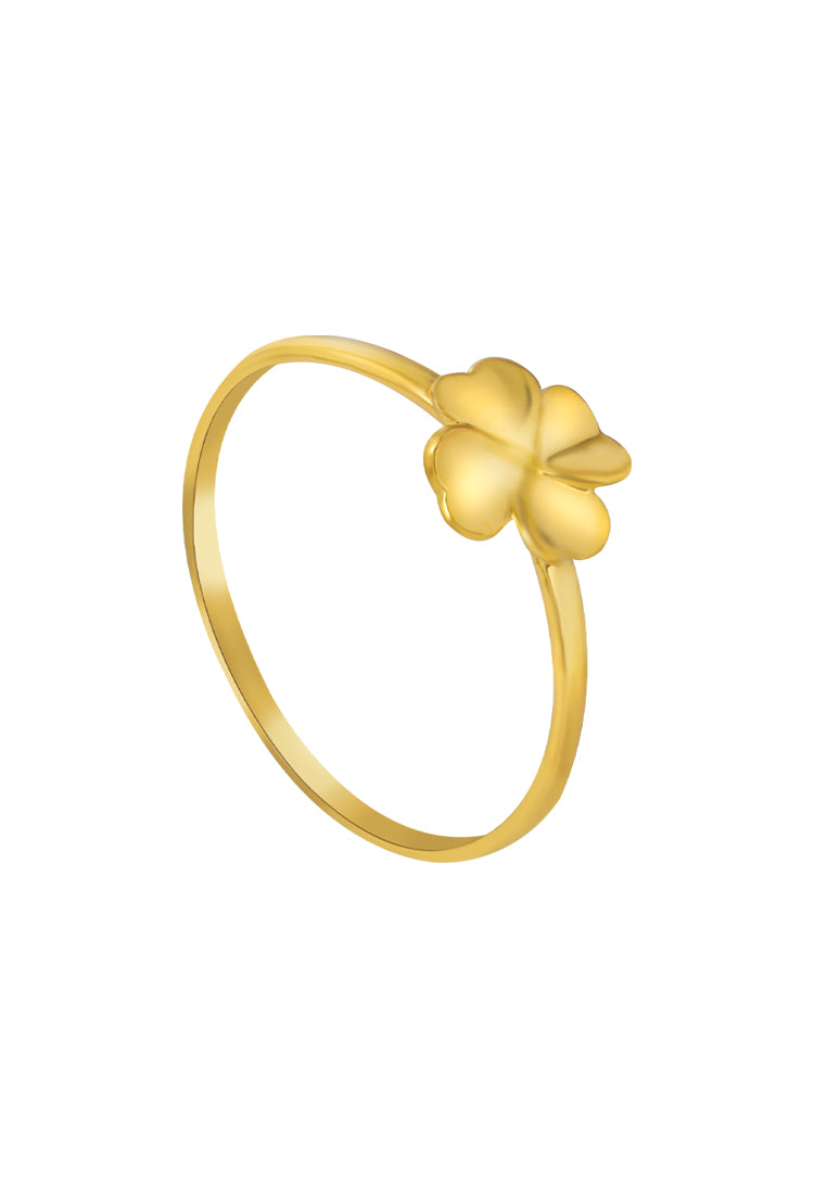 TOMEI Four-Leaves Flower Ring, Yellow Gold 916