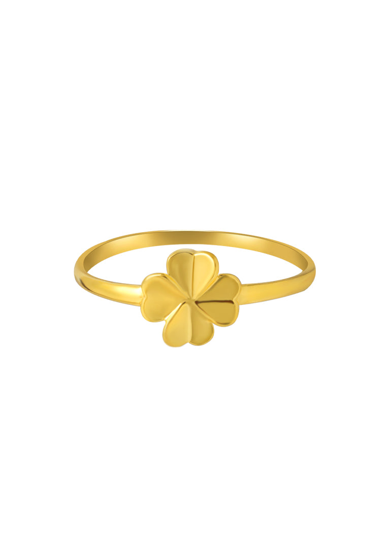 TOMEI Four-Leaves Flower Ring, Yellow Gold 916