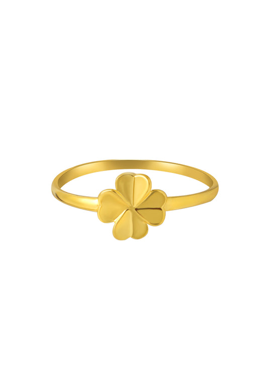 TOMEI Four-Leaves Flower Ring, Yellow Gold 916