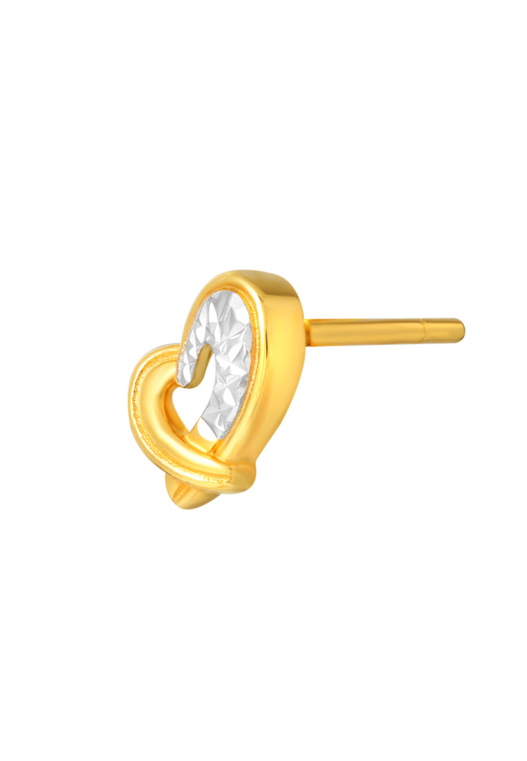 TOMEI Dual-Tone Heart Shape Earrings, Yellow Gold 916