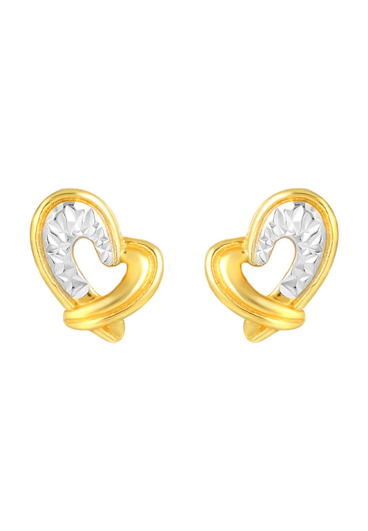 TOMEI Dual-Tone Heart Shape Earrings, Yellow Gold 916
