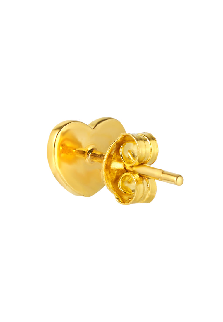 TOMEI Dual-Tone Baby Bear Heart Earrings, Yellow Gold 916