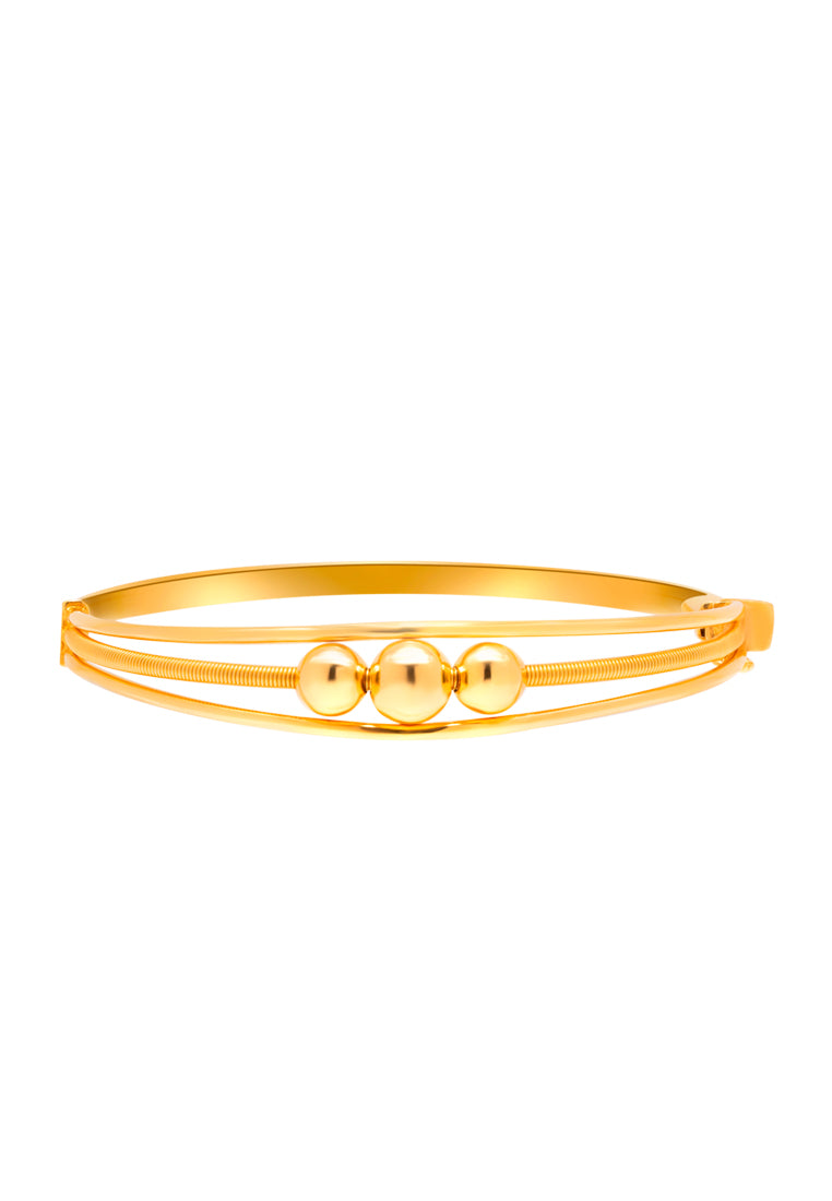 TOMEI Lusso Italia Triple Balls Bangle, Yellow Gold 916