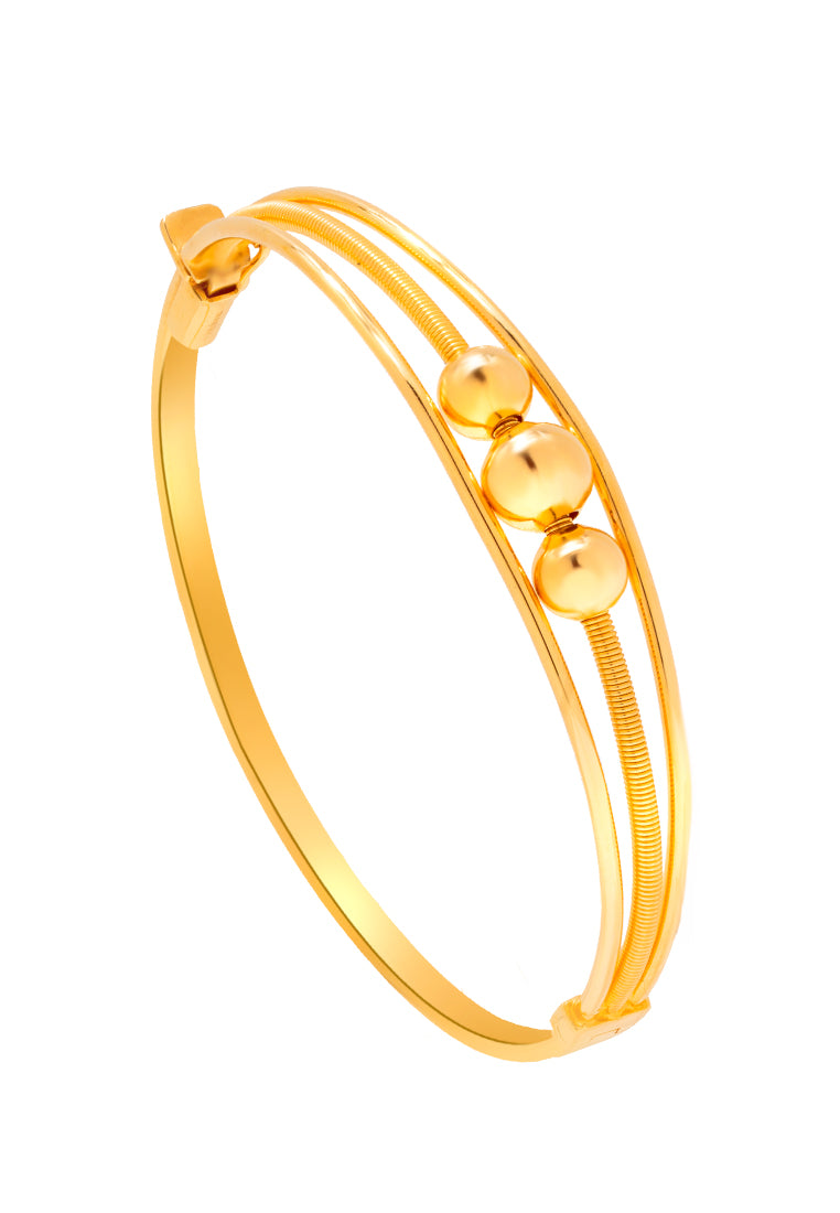 TOMEI Lusso Italia Triple Balls Bangle, Yellow Gold 916