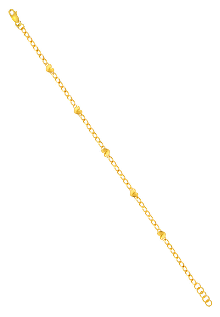 TOMEI Heart Beads Bracelet, Yellow Gold 916