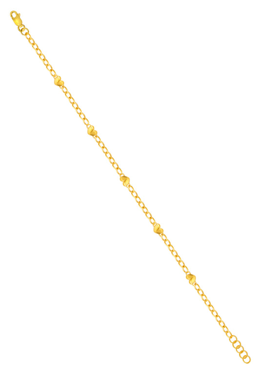 TOMEI Heart Beads Bracelet, Yellow Gold 916