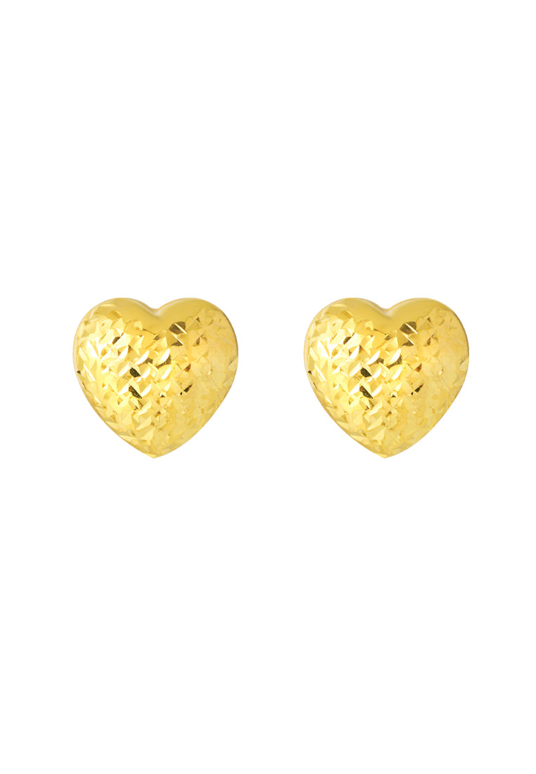 TOMEI Lusso Italia Lasered Heart Earrings, Yellow Gold 916