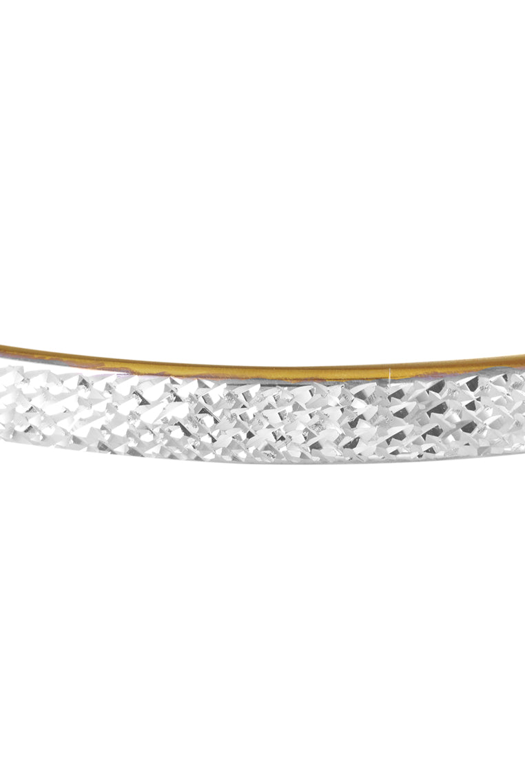 TOMEI Dual-Tone Lasered Cut Bangle, Yellow Gold 916