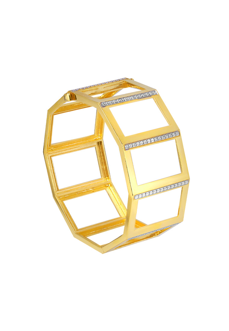 TOMEI Diamond Cut Collection Bangle, Yellow Gold 916