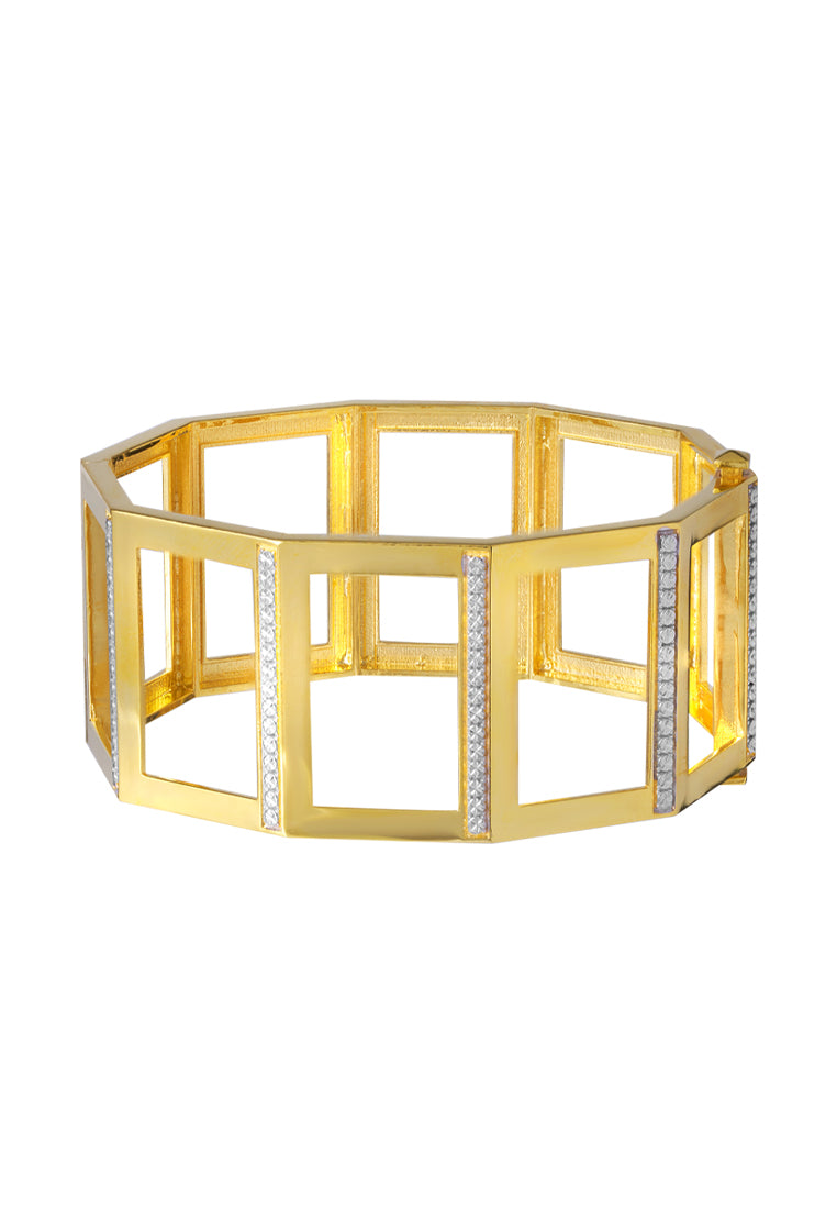 TOMEI Diamond Cut Collection Bangle, Yellow Gold 916