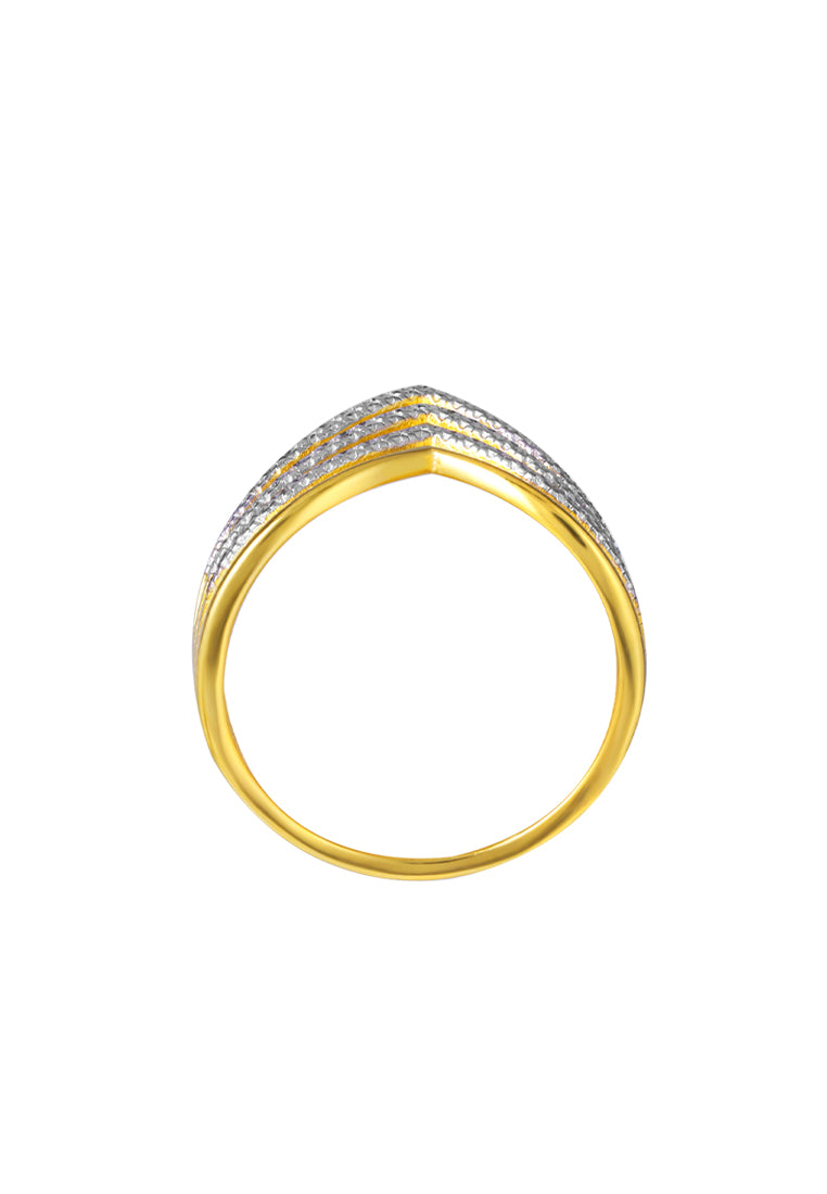 TOMEI Diamond Cut Collection V-Layered Ring, Yellow Gold 916