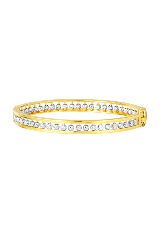 TOMEI Dual-Tone Full Beads Bangle, Yellow Gold 916