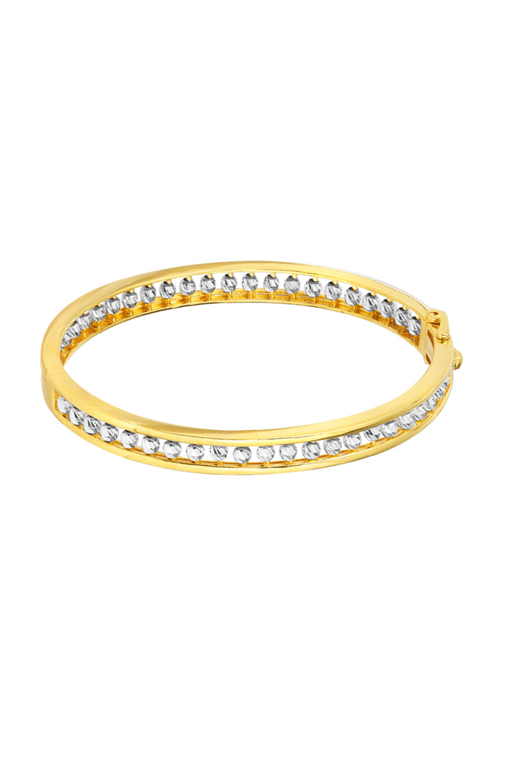 TOMEI Dual-Tone Full Beads Bangle, Yellow Gold 916