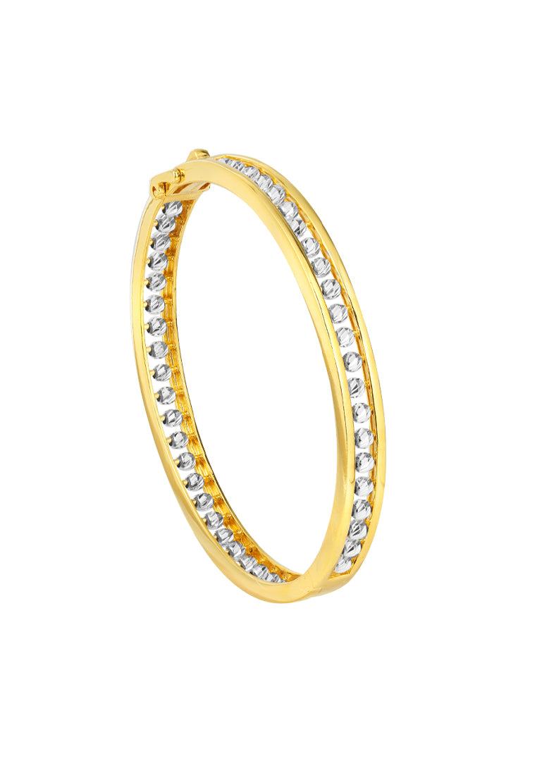 TOMEI Dual-Tone Full Beads Bangle, Yellow Gold 916