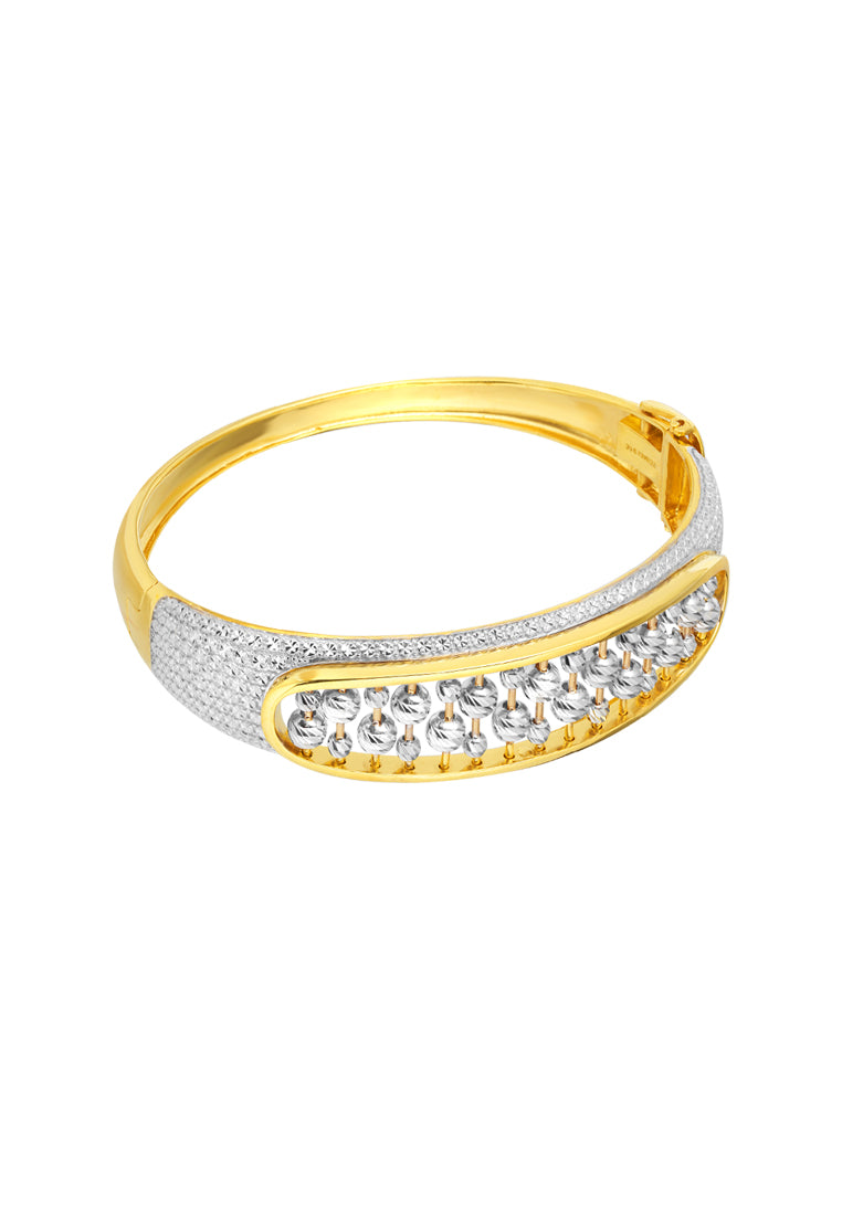 TOMEI Diamond Cut Collection Beads-Fall Bangle, Yellow Gold 916