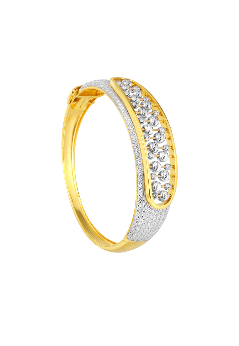 TOMEI Diamond Cut Collection Beads-Fall Bangle, Yellow Gold 916
