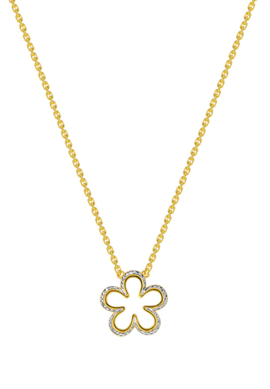 TOMEI Dual-Tone Flower Necklace, Yellow Gold 916