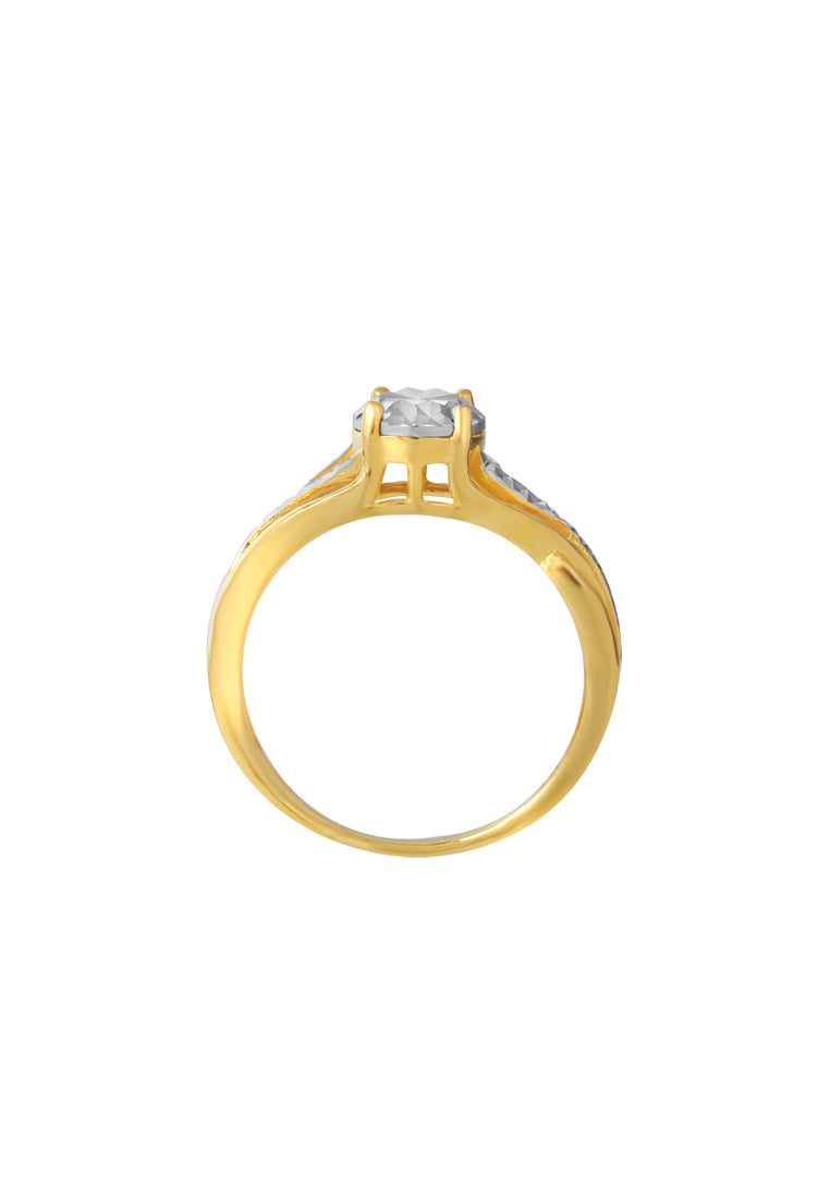 TOMEI Dual-Tone Ring, Yellow Gold 916